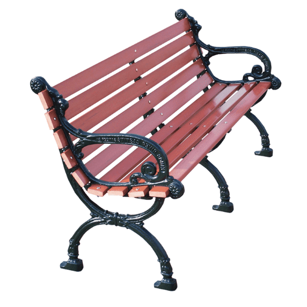 4 Ft. Victorian Bench - Wooden Slats And Metal Frame - Portable