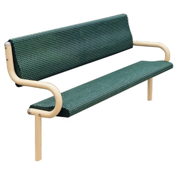 6 Ft. Bench With Back - Perforated Powder Coated Steel - Inground Mount