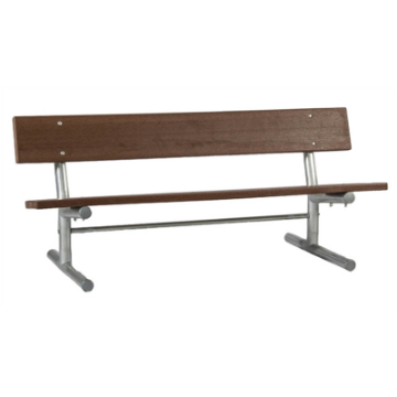 6 Ft. Recycled Plastic Bench With Back - Galvanized Tube - Portable