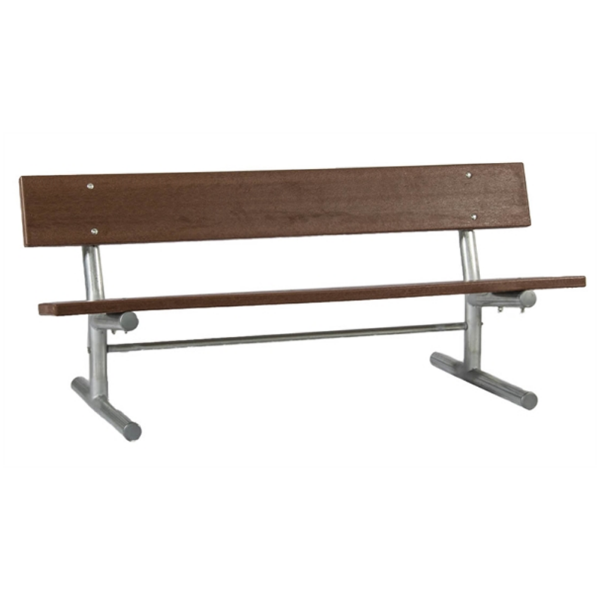 6 Ft. Recycled Plastic Bench With Back - Galvanized Tube - Portable