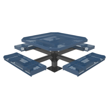 Thermoplastic ELITE Series Pedestal Picnic Table with Expanded Metal Seats