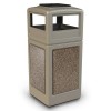 42 Gallon Plastic Ash and Trash Can with Stone Panel - Ash Tray Top