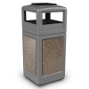 42 Gallon Plastic Ash and Trash Can with Stone Panel - Ash Tray Top