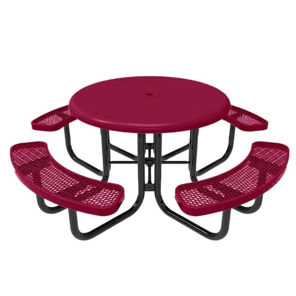 RHINO Solid Top Picnic Table with Expanded Metal Seats