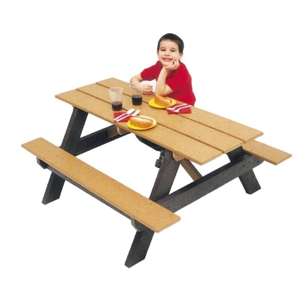 4 Ft. Children's Rectangular Recycled Plastic Picnic Table - Portable