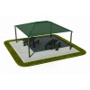  16 Foot Square Shade Structure - Polyethylene Fabric With Steel Frame - Inground Mount