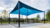 16 Foot Square Shade Structure - Polyethylene Fabric With Steel Frame - Inground Mount