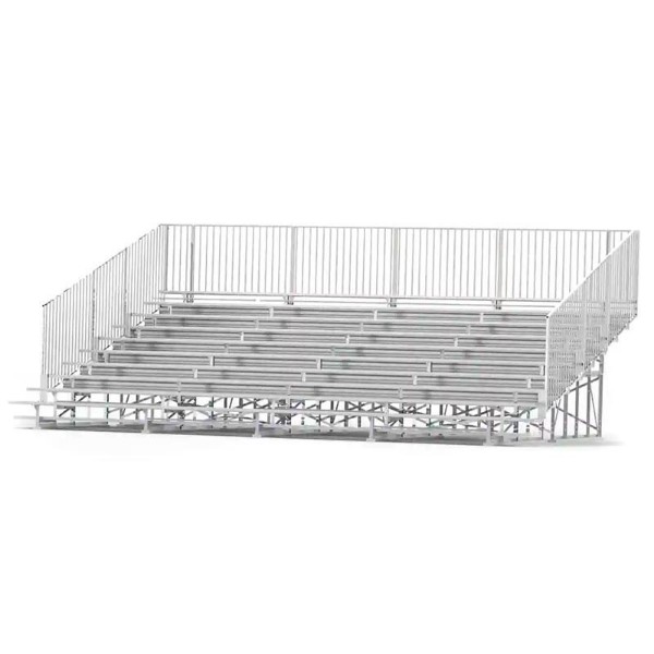21 ft. 10 Row Bleacher with Guardrail - Aluminum with Galvanized Steel Frame