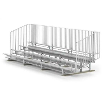 27 Ft. 4 Row Bleachers With Guardrails - All Aluminum