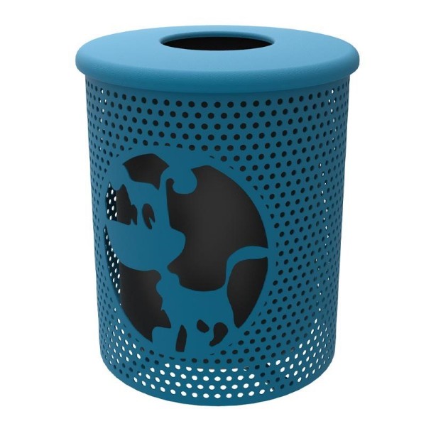 32-Gallon Dog Park Punched Steel Trash