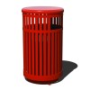 32-Gallon Trash Receptacle Steel Vertical Slats Polyethylene Finish