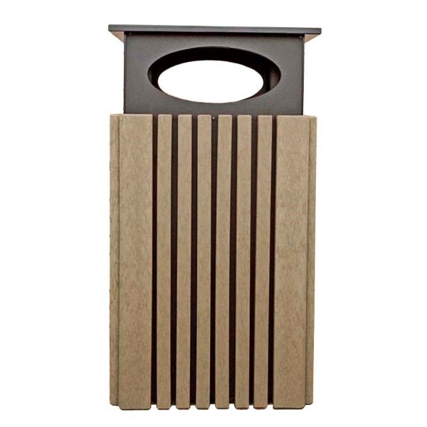 40 Gallon Square Trash Can With Rain Cap - Recycled Plastic - Portable