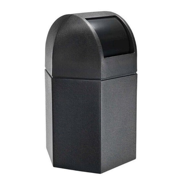 45 Gallon Plastic Trash Receptacle with Dome Top - Hexagon Design