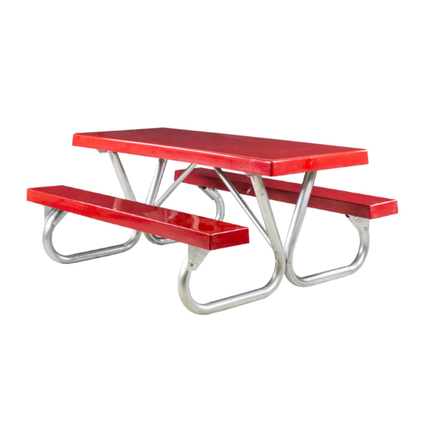 6 Ft Rectangular Fiberglass Picnic Table - 2 3/8" Bolted Frame - Portable