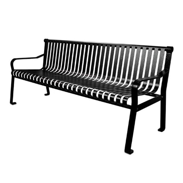 6 Ft. Powder Coated Metal Bench With Back - Portable