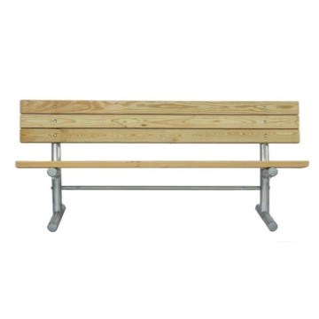6 Ft. Wooden Bench With Back - Galvanized Tube - Portable