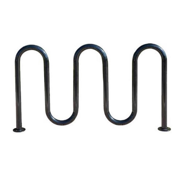 7 Space Single Wave Bike Rack Black Powder Coated - In-Ground Or Surface Mount