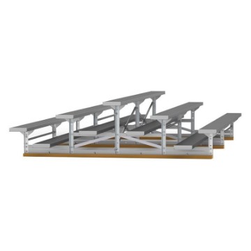 7.5 ft. Back-To-Back 3 Row Aluminum Bleacher without Guardrails and Double Footboards - 185 lbs.