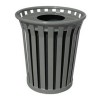 Round 24 Gallon Trash Receptacle Powder Coated Steel With Flat Top