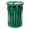 Round 36 Gallon Decorative Trash Can Powder Coated Steel With Flat Top, Portable