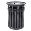 Round 36 Gallon Decorative Trash Can Powder Coated Steel With Flat Top, Portable