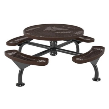 Round Thermoplastic Picnic Table - Expanded Metal - Portable