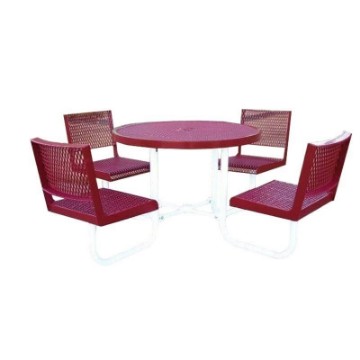 Round Thermoplastic Steel Picnic Table - With Back