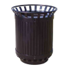 Trash Receptacle 45 Gallon With Flat Top Powder Coated Iron And Steel - Portable