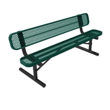ELITE Series 4 Foot Rectangular Thermoplastic Metal Bench with Back - Quick Ship
