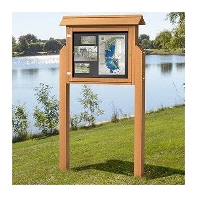 Medium Single Sided Message Center With Inground Post Mount - Recycled ...