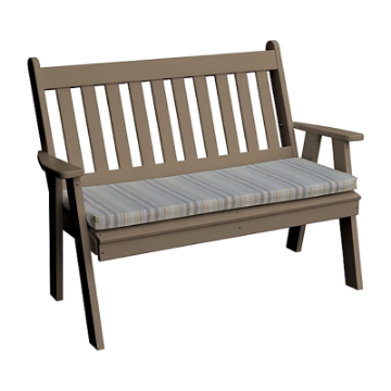 Traditional English Garden Bench With Back - Weathered Wood