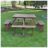 Square Wooden Walk-In Picnic Table - Western Red Cedar (Stained)