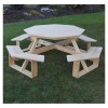 Octagonal Wood Walk-In Picnic Table - Pine