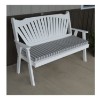 Wooden Fanback Garden Bench - White with Cushion