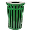  36 Gallon Round Trash Can - Powder Coated Steel With Flat Top - Portable