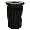  36 Gallon Round Trash Can - Powder Coated Steel With Flat Top - Portable