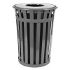  36 Gallon Round Trash Can - Powder Coated Steel With Flat Top - Portable