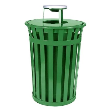 Trash Receptacle Round 36 Gallon Powder Coated Steel with Ash Top, Portable