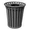Round 36 Gallon Trash Receptacle Powder Coated Steel With Flat Top - Portable