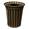 Round 36 Gallon Trash Receptacle Powder Coated Steel With Flat Top - Portable