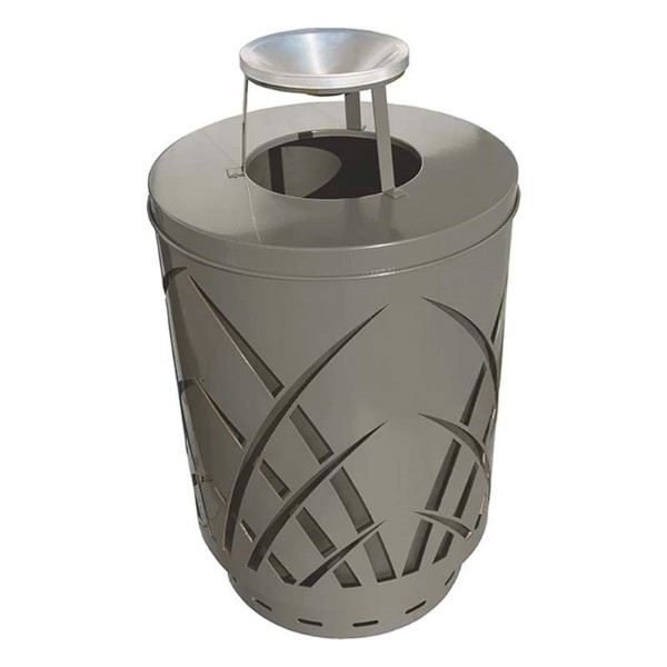 Sawgrass Trash Receptacle Round 40 Gallon Powder Coated Steel With Ash Top