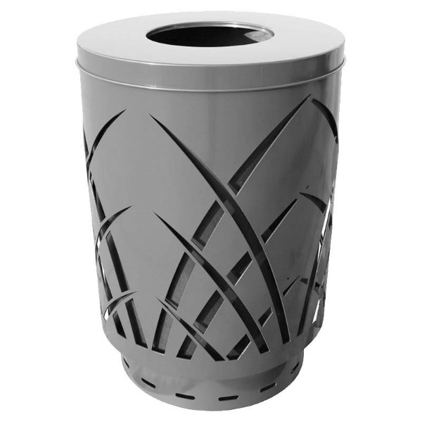 Sawgrass Trash Receptacle Round 40 Gallon Powder Coated Steel With Flat Top