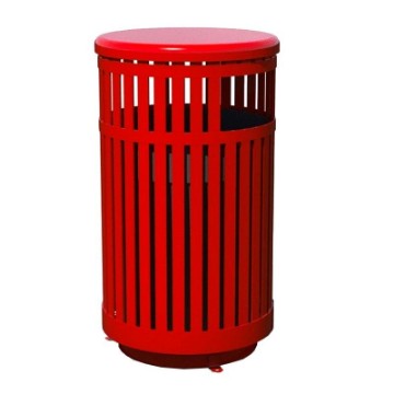 32-Gallon Trash Receptacle Steel Vertical Slats Polyethylene Finish