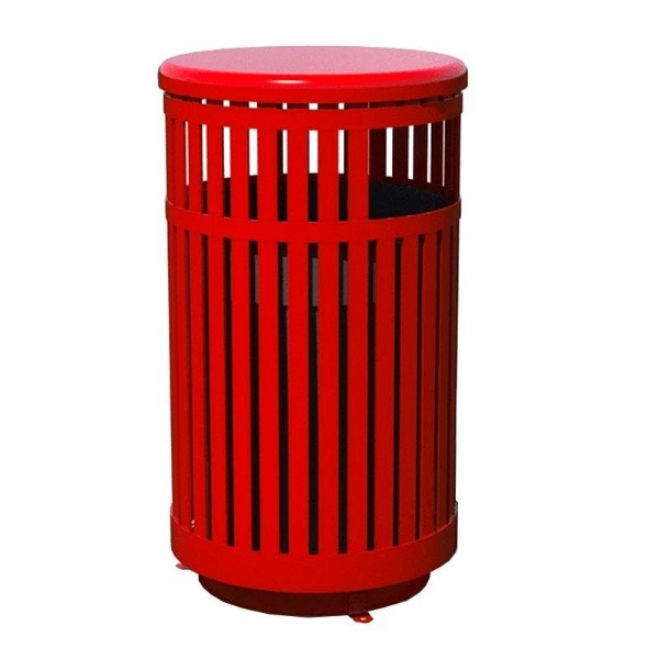 32-Gallon Trash Receptacle Steel Vertical Slats Polyethylene Finish