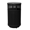 32-Gallon Trash Receptacle Steel Vertical Slats Polyethylene Finish