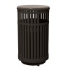 32-Gallon Trash Receptacle Steel Vertical Slats Polyethylene Finish