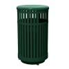 32-Gallon Trash Receptacle Steel Vertical Slats Polyethylene Finish