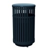 32-Gallon Trash Receptacle Steel Vertical Slats Polyethylene Finish