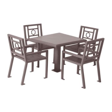 Biscayne 36" Powder Coated Steel Patio Table with 4 Chairs Set