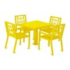 Biscayne 36" Powder Coated Steel Patio Table with 4 Chairs Set